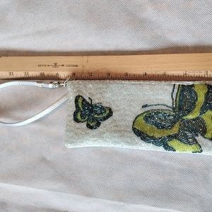 BEADED evening bag clutch Liz Claiborne butterflies